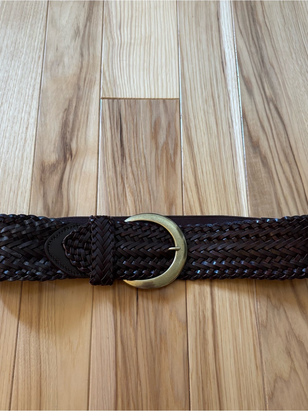 Anthropologie Brown Braided Leather Wide Belt Size XS/S